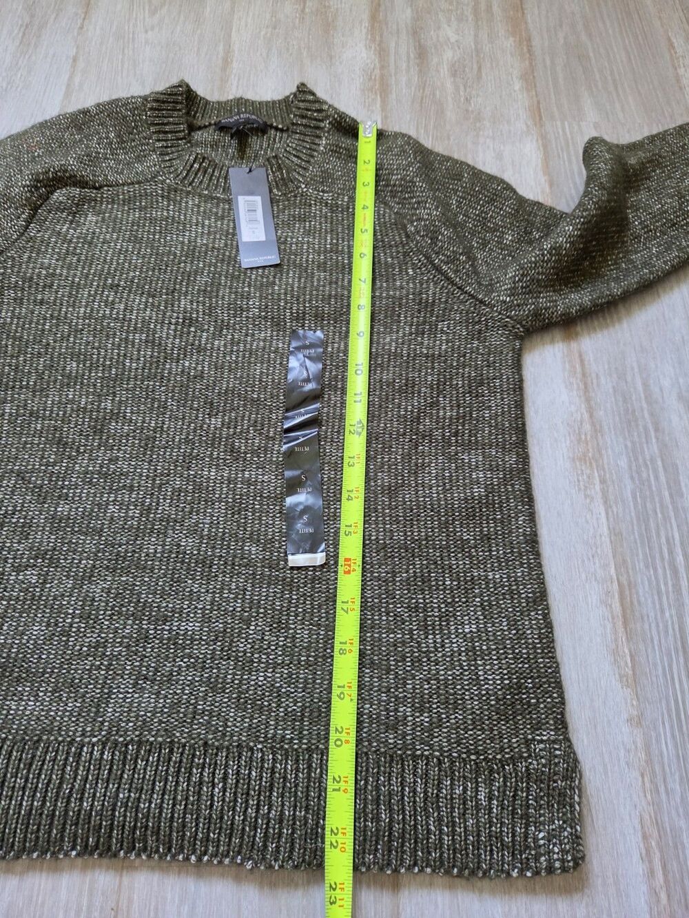 NWT Banana Republic Marled Green Crew Neck Sweater Petite Small Knit Pullover - Picture 8 of 9